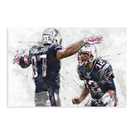 Tom Brady And Rob Gronkowski Poster Sports Poster Canvas Poster Bedroom Decor Sports Landscape Office Room Decor Gift Unframe-style 12x18inch(30x45cm)