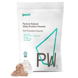 Puori Puori Whey Protein Powder - Dark Chocolate - PW1 Pasture Raised, Grass-Fed & Non-GMO - 100% Natural and Pure for Muscle Growth - 21g Protein 1.98lbs - Gluten-Free