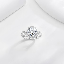 DAYLINLOVE Moissanite Engagement Ring 4CT D Colour VVS1 Promise Rings 925 Sterling Silver Round Cut Wedding Band Anniversary Ring for Women, Sterling Silver