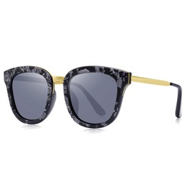 MERRY'S Women Polarized Sunglasses Cat eye Sun glasses Metal Temple S6082 (Silver, 51)