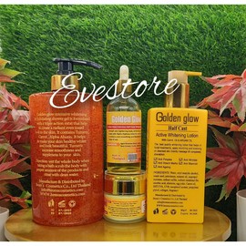4 In 1 Set Golden Glow Body Milk 500ml Lotion + 1000ml exfoliating shower Gel.