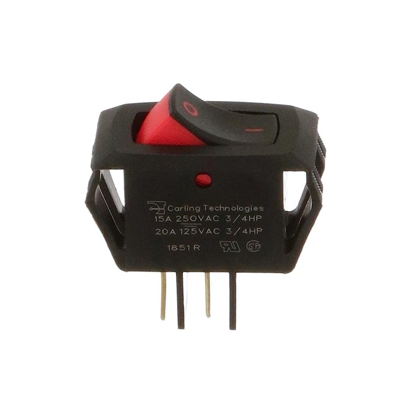 CARLING RSCA201-VB-B-9-V SWITCHES, ROCKER, SPST, 20A, 125V, BLACK (1 piece)