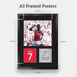 HWC Trading Bukayo Saka Arsenal Gifts Printed Signed Autograph Picture for Football Fans and Supporters - A3 Portrait Framed