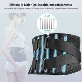 BIMOZY - Soporte lumbar para Hombres y Mujeres,Faja Lumbar Ajustable con 7 Placas para Aliviar el Dolor de Espalda y Proteger los Músculos de la Zona Lumbar y la Espalda