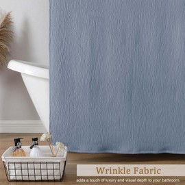 Aiyufeng Cortina de ducha larga de tela azul cielo para baño, cortina de ducha con patrón texturizado 3D, calidad de spa, cortina de baño bohemia, estilo moderno, tela suave de lujo, lavable a máquina
