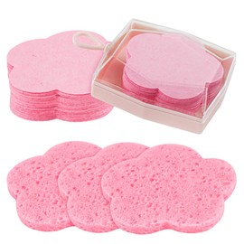 Flower Compressed Facial Sponges with Case for Travel, 100% Natural Cellulose Facial Cleansing Sponges Pads Exfoliating Sponges for Cleansing,Pore Exfoliating,Makeup Removal（Pink）