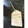 Metal Gift Tag CONGRATS TO YOU 3”x4” with Jute String