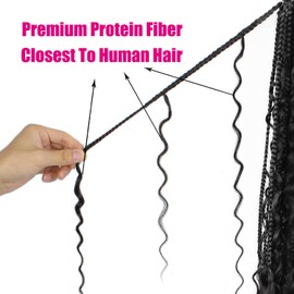 Boho Crochet Braids Pure Protein Fiber Close to Human Hair 14 Inch Goddess Box Braids with Soft Curls Bohemian Braids Crochet Hair for Black Women (14Inch 2#)