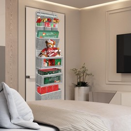 VICTORICH All-IN-ONE Over the Door Organizer, Super Behind the Door Storage Organizer with Door Rack and Large Clear Windows, Wall File Organizer, Hanging Organizer (New Grid Gray)