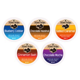 Roast Ridge Single Serve Coffee Pods for Keurig K-Cup Brewers, Variety Pack, Medium Roast, 100 Count (20 each: Blueberry Cobbler, Chocolate Hazelnut, Salted Caramel, Cinnamon Swirl, Chocolate Mocha)