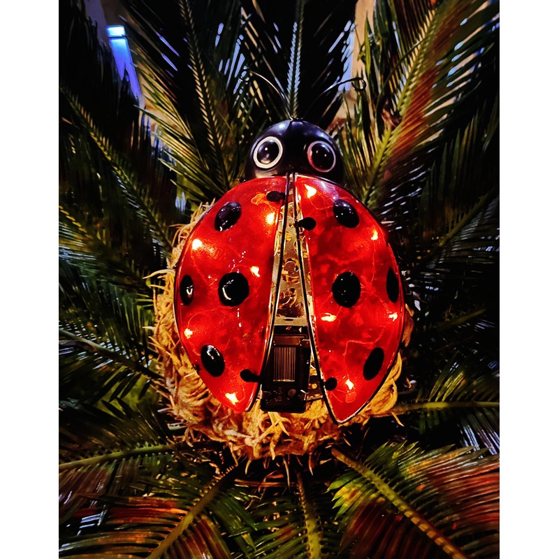 Solar Ladybug Outdoor Garden Statue,Hanging Waterproof LED Solar Lights Outdoor