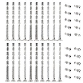 20 Piece M4*60mm Door Handle Screw Connecting Bolts & Sleeves for Door Handle Roses Knobs Door Lock and Escutcheons,Nickel Color
