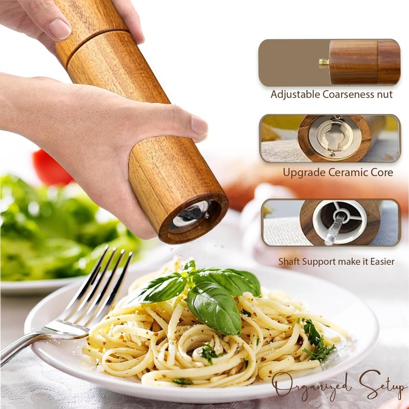 N NELIT Premium Wood Salt and Pepper Grinder Set -