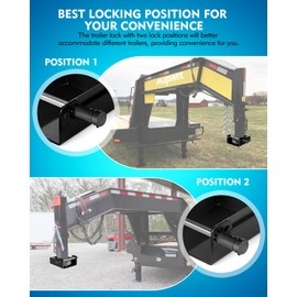 Aupar Patent-Designed Gooseneck Trailer Lock | Secure Your Trailer with Two Lock Positions | Black