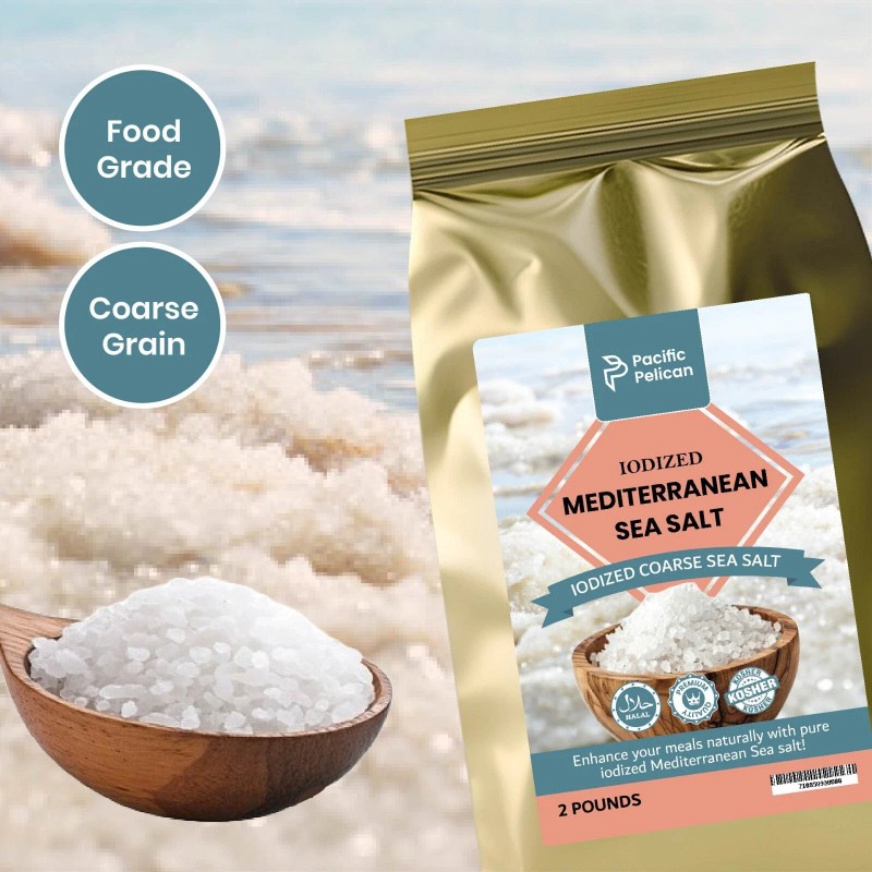 Pacific Pelican Coarse Grain Iodized Mediterranean Sea Salt, 2 Pounds,