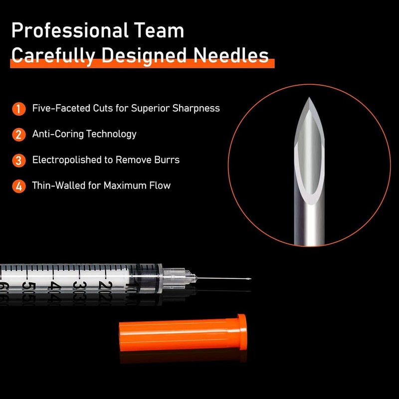 MKUCCD Syringes 30G 1ml/cc 5/16" (8mm) Dispensing Tools，Lab Syringes, Plastic