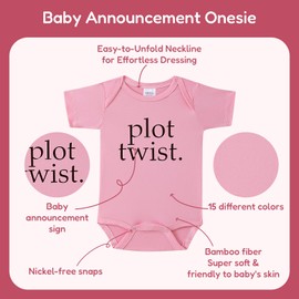 BIBIBLISSBABY Plot Twist Baby Announcement Onesie,Pregnancy Announcement for Grandparents Gift,Baby Coming Soon Reveal Ideas for Grandma,Grandpa,Aunt,Husband,Family(0-3 months,Sweet Pink)