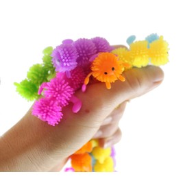 Curious Minds Busy Bags Set of 12 Stretchy Caterpillar Animal Puffer Stretchy Noodle Toys - Fun Long Stretch Toys - Fidget Sensory Toy - Stretchy Noodles String Fiddle (1 Dozen)