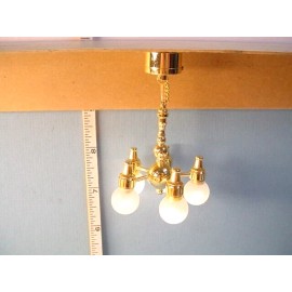 Sutton Miniatures Miniature Battery Operated Lamp #C42S-FG 5 Arm Chandelier Sutton Miniatures