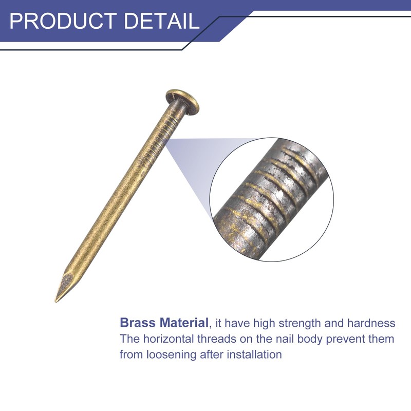 sourcing map 20 Pcs Small Tiny Nails 2.8mmx40mm(DXL) Tiny Brass