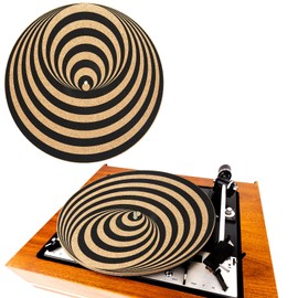 Briwooody Cork Turntable Mat/3mm Thick for Better Sound Support on 11.8 Inches Vinyl LP Record Player Turntable Slipmat Psychedelic Geometric for Vinyl Record(Spiral Art)