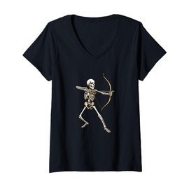 Womens Skeleton Archer Archery Bow and Arrow V-Neck T-Shirt
