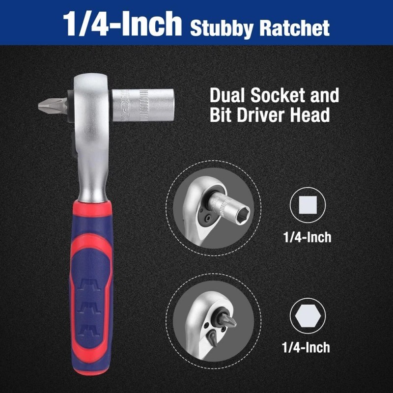 WORKPRO 42PC 1/4" Drive Master Socket Set Metric Qucik-Release Dual