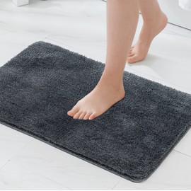 MIULEE Bath Mats Non Slip Bathroom Mats Shower Mat Absorbent Bathroom Rug Small Rug Door Mat Inside Kitchen Rugs Carpet Mat for Bathroom Bedroom Kitchen Entrance 40x60 cm Dark Gray