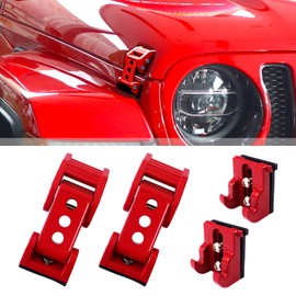 Brangstak Stainless Steel Latch Hood Capture Kit for 2007-2018 Jeep Wrangler JK JKU and 2018-2022 Jeep Wrangler JLJLU Gladiator 2-Door and 4-Door (red)