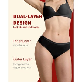 REELINDRY Washable Womens Incontinence Underwear, 4 oz Super Absorbent Leak Proof Panties for Ladies Urine Leakage 1 Pack (Black, XL)