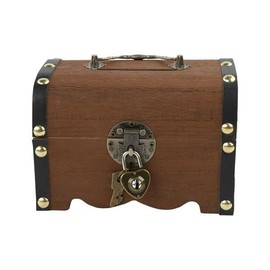 CANCYCC Vintage Wooden Treasure Chest, 14.5 x 10 x 10 cm, Wooden Storage Treasure Chest with Combination Lock, Small Pirate Treasure Chest for Storage and Decoration, for Children's Birthday Treasure