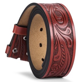 SENDEFN Western Cowboy Belt for Men Women Leather Western Belts without Buckle 1.5" Wide Cowboy Belts Straps for Jeans