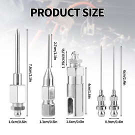 Tinoaly 5 Pcs Grease Gun Needle Tip Kit, Grease Needle Dispenser Hardened Steel Injector Nozzle Coupler Fitting Tool for Use in Narrow Spaces and Deep Holes in Metal