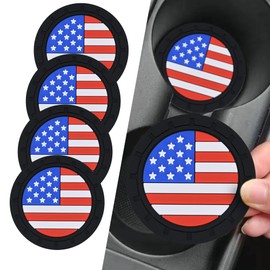 Alieemo 4PCS Car Cup Holder Coasters, 2.75 Inch American Flag Insert Car Cup Coaster,Anti Slip Shockproof Embedded Drink Mat,Car Coasters for Cup Holders,Universal Car Interior Accessories(Multicolor)