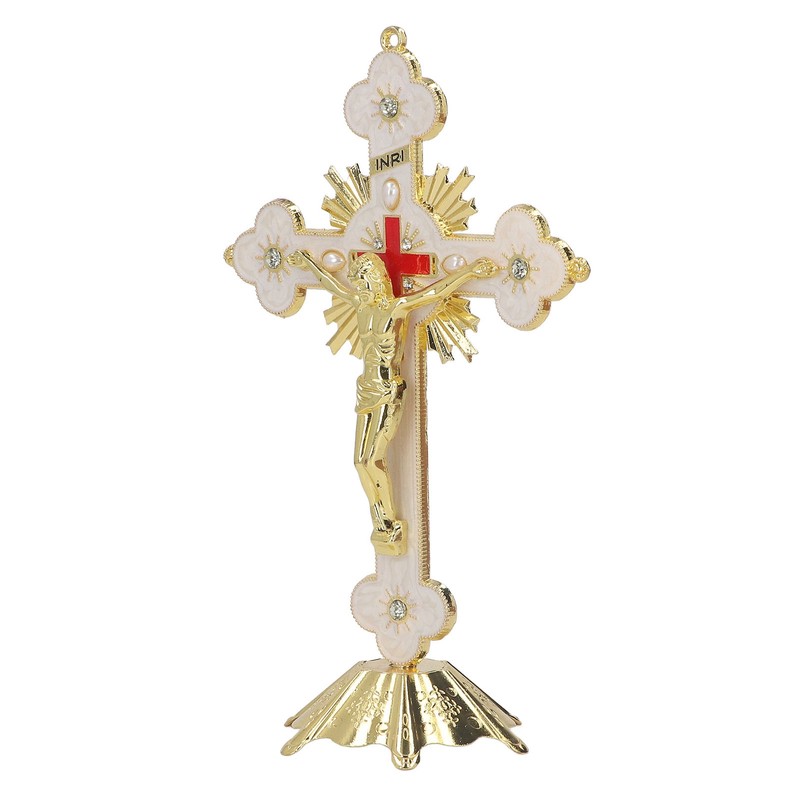 Metal Enamel Crosses Enamel Coating Anti Rust Gold White Crosses