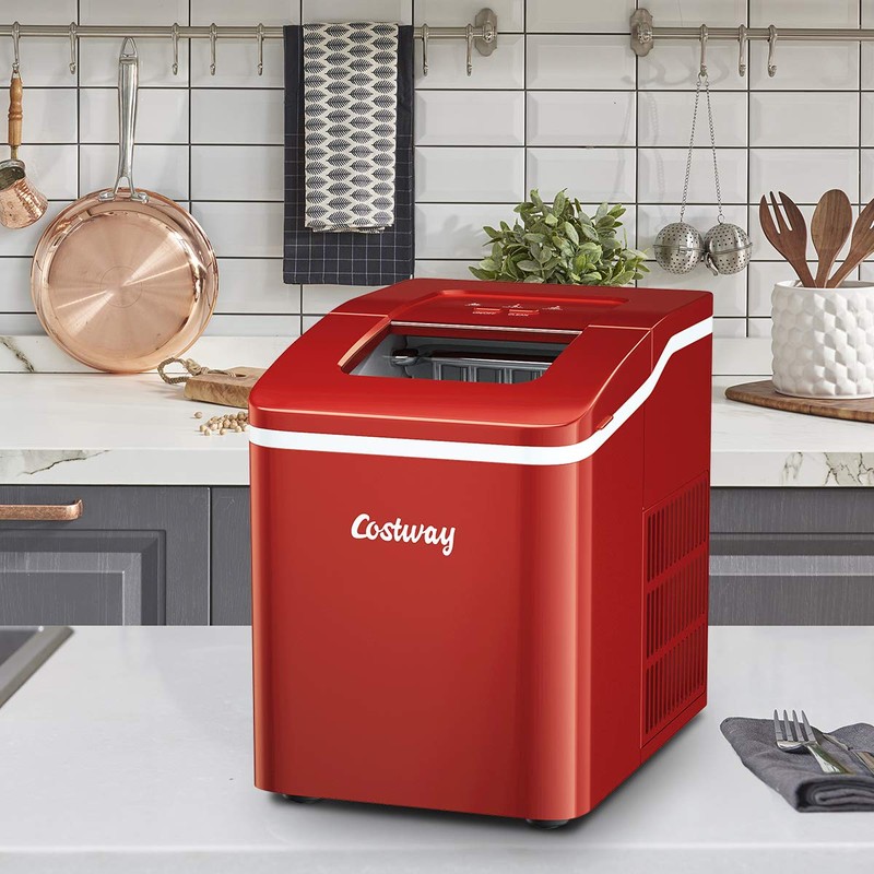 COSTWAY Countertop Ice Maker, 26Lbs/24H Portable Ice Machine with Self-Cleaning