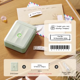 NiiMbot D110_M Barcode Portable Mini Wireless Connected Smart Thermal Label Printer for Home Usecolor: Green, model number: D110_M
