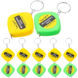 Tofficu Mini Ruler Key Ring Practical – Retractable Tape Measure – Set of 12 Ideal as a Guest Gift for Children's Birthdays or as Christmas Sock Filler Square