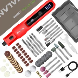Cordless Rotary Tool, 3.7V Rotary Tool Kit with 70 Accessories, 5-Speed & Type-C Charging Power Rotary Tool with LED Ring Work Light for Engraving, Sanding, Polishing, Cutting, Drilling, DIY (Red)