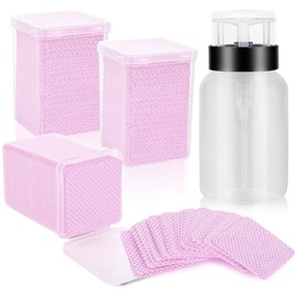 600 toallitas para uñas sin pelusa con dispensador, toallitas quitaesmalte con dispensador de acetona, toallitas limpiadoras de pegamento para pestaña