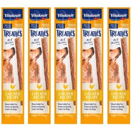 Vitakraft 5 Pack of Smoked Chicken Treaties, 0.42 Ounces Each, All Natural Jerky Treat Sticks for Dogs
