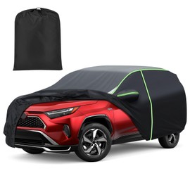 Mixsuper Liner Car Cover for Toyota RAV4 1994-2026, 7 Layers Waterproof Car Cover Accessories for RAV4 with Zipper Door, Windproof Straps, Reflective Strips, Anti-UV, All Weather