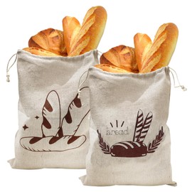 Bread Bag Linen Bread, 2 Pieces Reusable Baker's Linens, Large Bread Storage, Bread Bag, Storage, Fresh, Linen Bag for Bread, for Food Storage, Keep Fresh