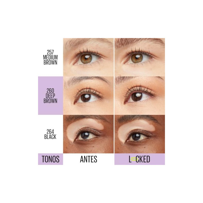 Maybelline Nuevo Gel de cejas de larga duración, efecto laminado,