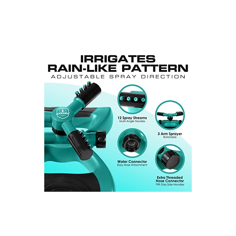 Rotating Garden Sprinkler with Adjustable Arms and Weighted Base