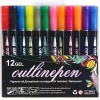 KFMX Plumones De Contorno Metálicos Doble Linea 12 Colores