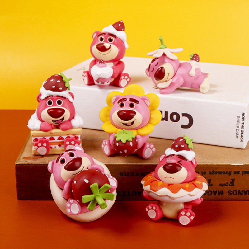 6pcs Cute Car Ornament Strawberry Bear Shape Multi Purpose Car