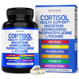 Cortisol Supplements for Women & Men with 14 in1 Blend (Magnesium , Ashwagandha , L Theanine & More) Healthy Cortisol Balance & Calm Mood Support - Third Party Tested , Non GMO , USA Made - 60 Count