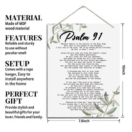 Inspirational Wall Decor, Decorative Hanging Wood Signs, Home Office Wall Decor Gift, Religious Hone Wall Decor, Christian Artwork, Bible Verse Scripture Hanging Sign, Psalms 91 Wall Art Sign