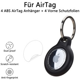 DealKits Packung mit 4 AirTag-Anhängern, kommt mit 4 Displayschutzfolien für die Vorderseite, sicherer Halterung und Schutzhülle für Air Tag